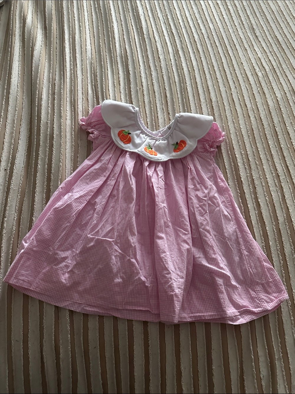Pink Gingham Toddler Dress with Embroidered Collar